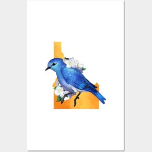 Idaho Mountain Bluebird and Syringas Posters and Art